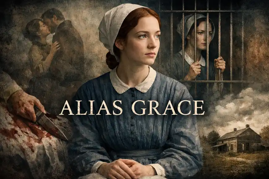 مشهد من مسلسل Alias Grace يعكس الأجواء التاريخية والبعد النفسي لقصة غريس ماركس.