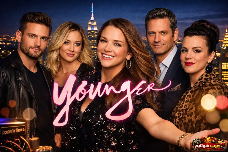 بوستر لمسلسل Younger يظهر الشخصيات الرئيسية في خلفية ليلية لمدينة نيويورك بأجواء عصرية ومفعمة بالحيوية.