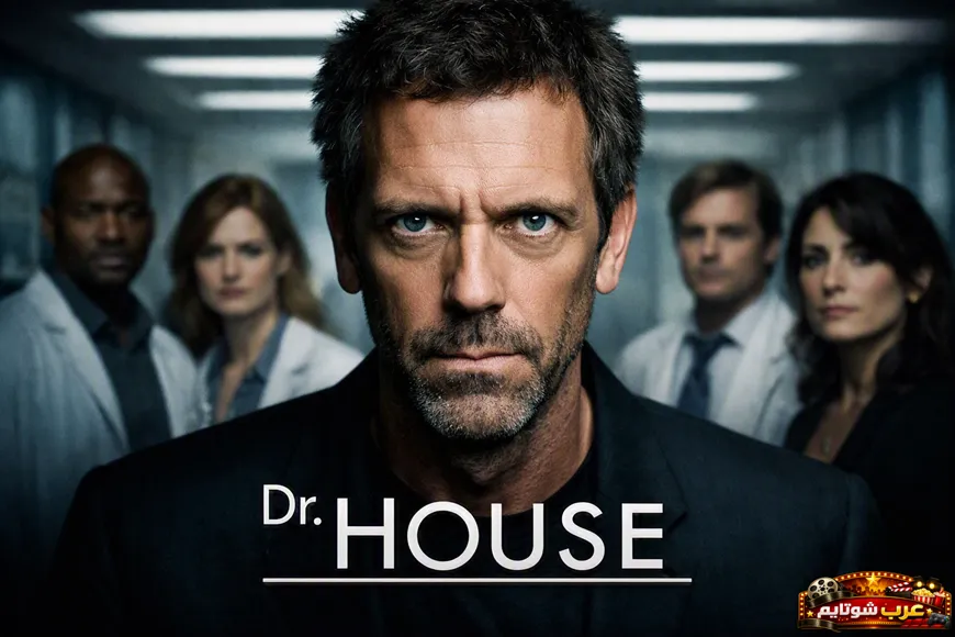 بوستر مسلسل Dr. House يظهر دكتور هاوس وفريقه الطبي داخل ممر مستشفى في أجواء درامية واقعية.