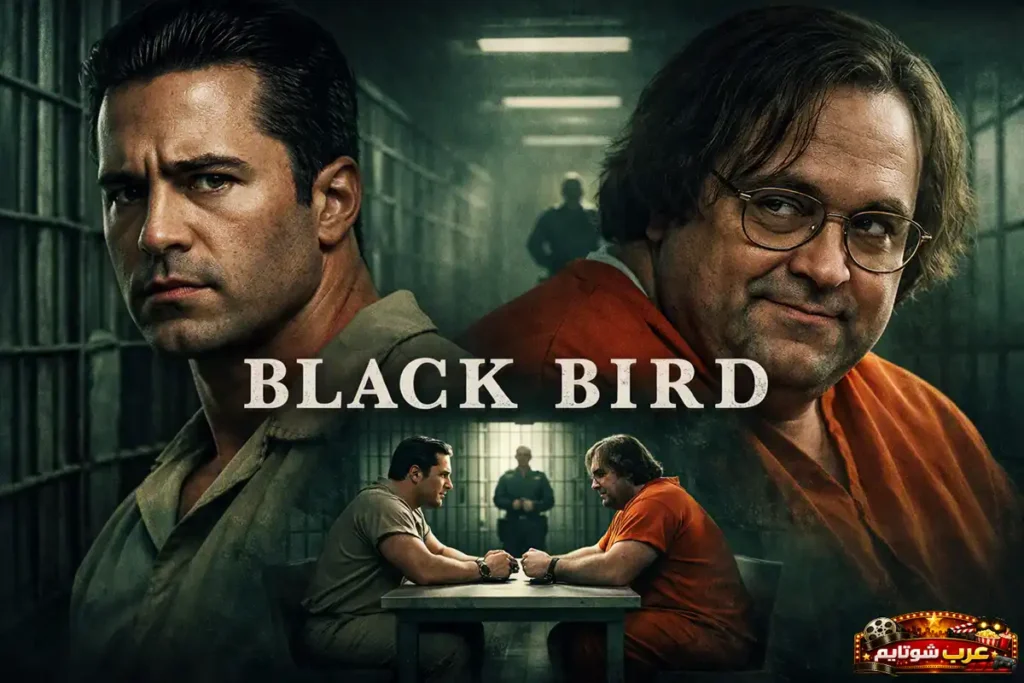 بوستر لمسلسل «Black Bird» يُظهر جيمي كين ولاري هال داخل السجن في مواجهة مشحونة بالتوتر النفسي والدراما الجنائية.