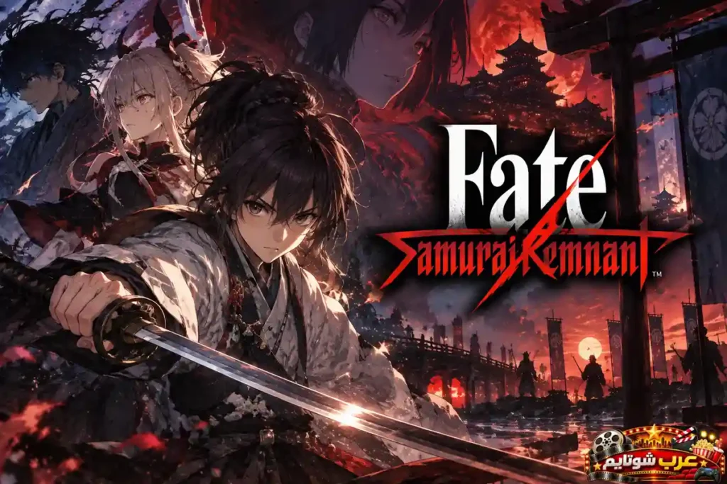 ملصق لعبة Fate/Samurai Remnant يُظهر محارب ساموراي وشخصيات أسطورية في أجواء مستوحاة من اليابان التاريخية والفانتازيا.