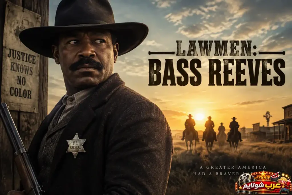 بوستر رسمي لمسلسل رجال القانون: باس ريفز (Lawmen: Bass Reeves) يظهر فيه البطل بزي نائب المارشال على خلفية الغرب الأمريكي.