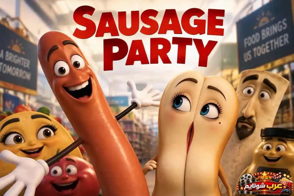 ملصق فيلم الأنيميشن الكوميدي للكبار حفلة نقانق Sausage Party
