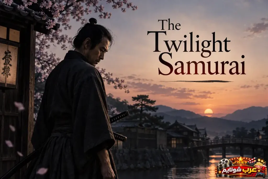 ملصق فيلم ساموراي الغسق The Twilight Samurai يظهر محارباً يابانياً في وقت الغروب